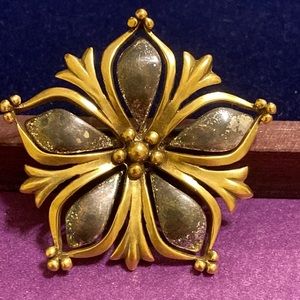 MMA gold tone and silver plate floral petal pin